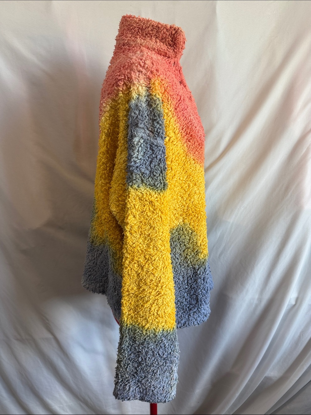 MNML Colorblock Sherpa Pullover in Pink, Yellow & Gray - Picture 2 of 6